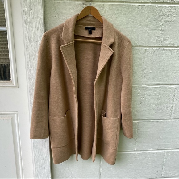 J Crew Sophie Open Front Sweater Blazer Tan Small - Picture 7 of 16